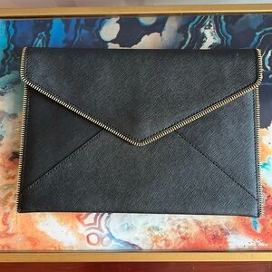 Rebecca Minkoff Leo Envelope Clutch | O/S | Black/ Light Gold Hardware